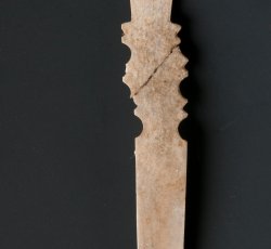 Bone fan blade, stick fragment.