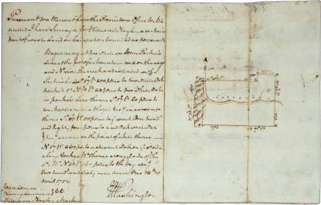 Washington’s 1752 survey of “A certain tract of waste land” on the Cacapon River.